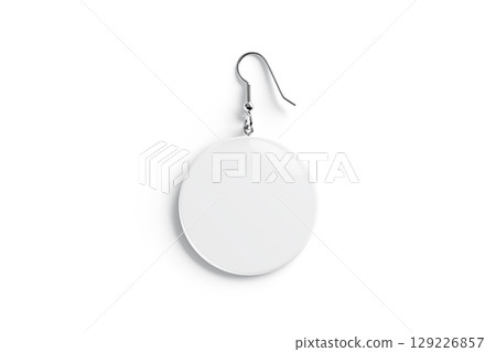 Blank white single round earring mockup, top view 129226857