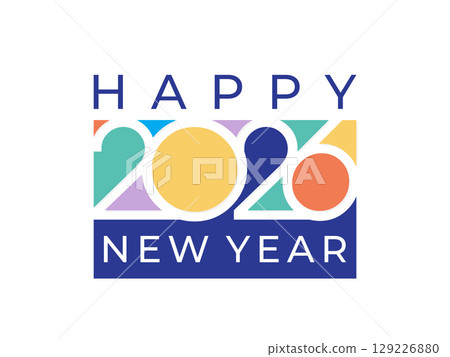 Happy New Year 2026 creative colorful number logo text design template Happy New Year 2026 creative colorful number logo text design template 129226880