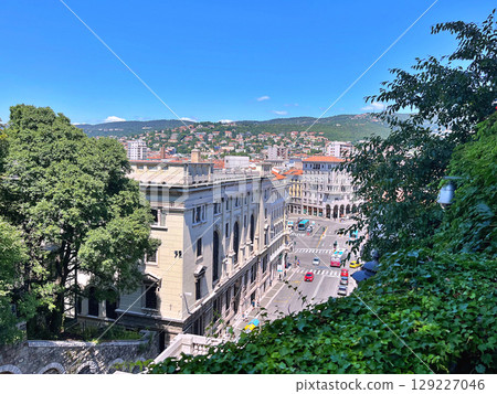Panoramic View of the piazza carlo goldoni in trieste, italy, from the scala dei giganti 129227046