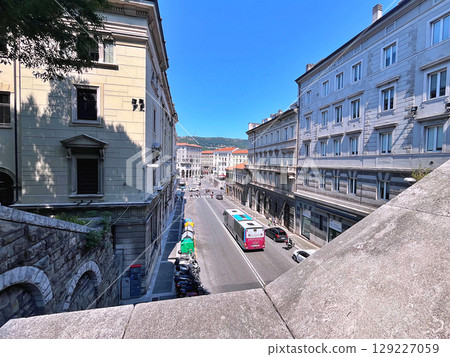 View of the piazza carlo goldoni in trieste, italy, from the scala dei giganti View of the piazza carlo goldoni in trieste, italy, from the scala dei giganti 129227059