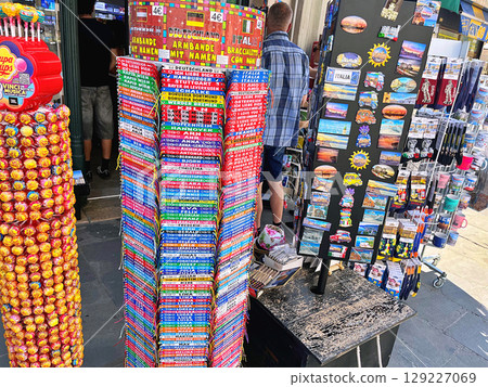 Souvenirs in the shop, Trieste in Italy 129227069