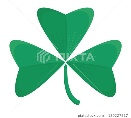 Green three leaf clover with stem, color shamrock, the symbol of Ireland and St. Patrick's Day, vector illustration 129227217