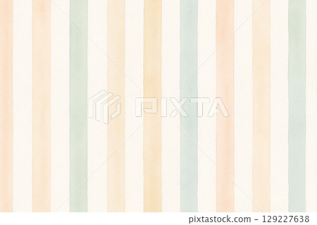 橘色和綠色粗條紋背景（水彩） 129227638
