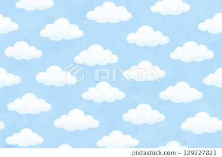 藍天上漂浮著白雲的簡單圖案 藍天上漂浮著白雲的簡單圖案 129227821