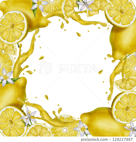 Lemon juice square frame Lemon juice square frame 129227887