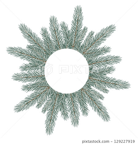 Pine branches round winter wreath 129227919