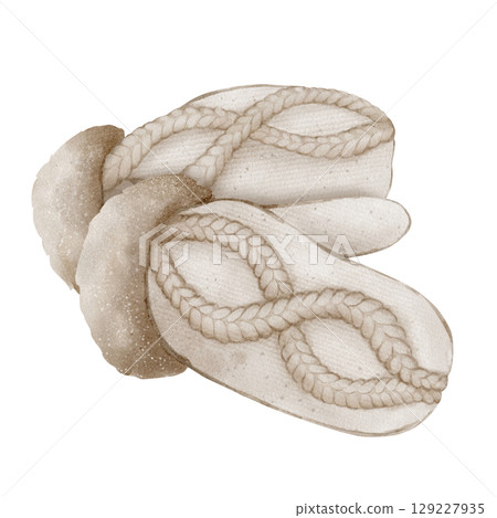 Knitted mittens hand-drawn watercolor illustration Knitted mittens hand-drawn watercolor illustration 129227935