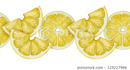 Seamless border with lemon slices Seamless border with lemon slices 129227966