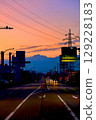 The Tateyama mountain range dyed in the morning glow 129228183
