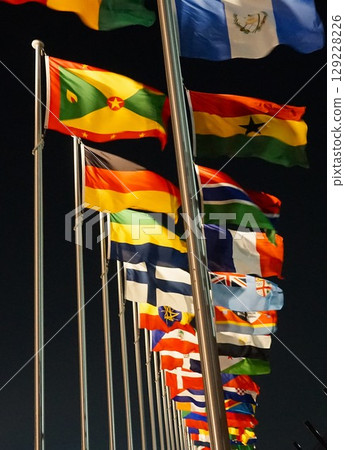 世界各國國旗的夜景 世界各國國旗的夜景 129228226