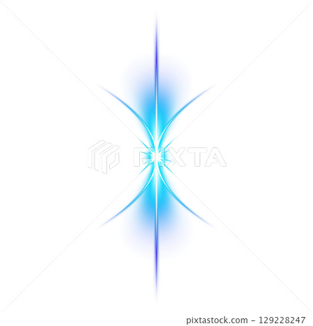 Vertical blue light burst effect on transparent background 129228247