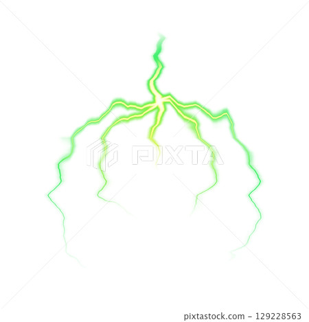 透明背景上的綠色閃電效果 透明背景上的綠色閃電效果 129228563