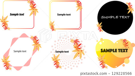 Autumn leaves frame and title design set Autumn leaves frame and title design set 129228566