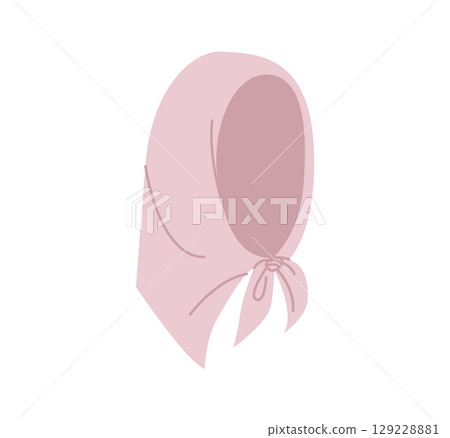 Retro Headscarf Hat with tie knot. Head Fashion accessory cap clothing technical illustration. Vector headgear 129228881