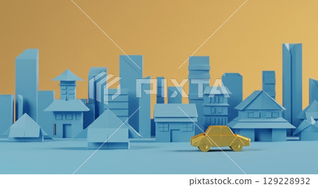 充滿希望的城市！如同摺紙般描繪的城市景觀 129228932