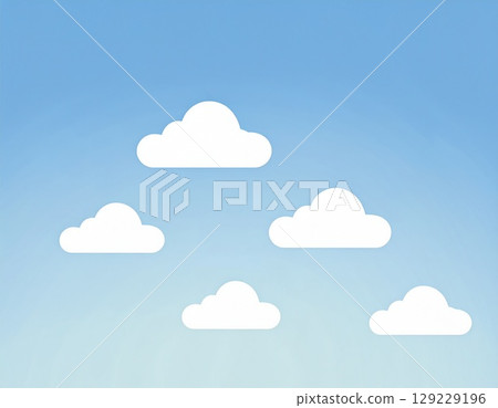 簡單的夏日天空，天空掛著薄薄的雲朵 129229196