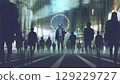 Man in Cybernetic City Crowd 129229727