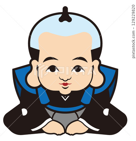 福助娃娃身著正式和服端坐的插圖 129229820