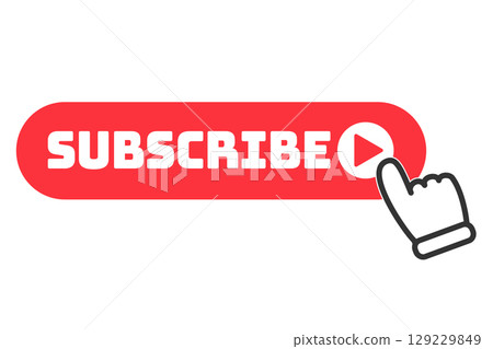 簡單的紅色訂閱按鈕和點擊手指 129229849