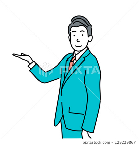 Stock Illustration: A man in a suit guiding | Business Vector 129229867