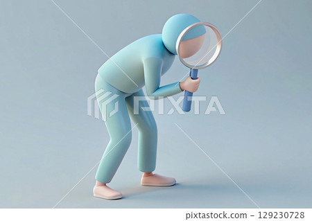 Explore,search,look.Man,guy with magnifying glass is searching 129230728