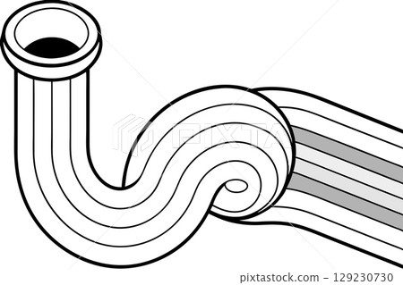 Abstract twisted black white tube pipe. Plumbing,pipelaying 129230730