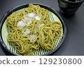 Dried Uji tea soba noodles served in a cold soba noodle dish 129230800