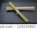 Dried Uji tea soba noodles before boiling and regular soba noodles 129230801