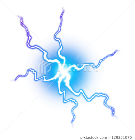 Electric sphere effect with blue lightning on transparent background 129231070