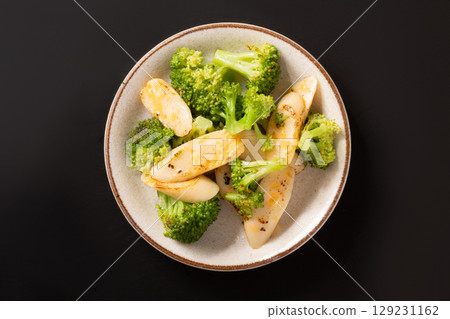 Broccoli, Cheese, and Kamaboko Stir-fry 129231162