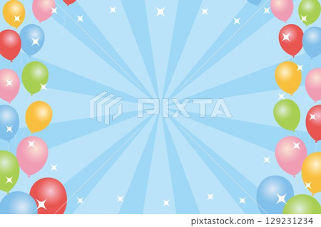 氣球和集中線條的明亮背景插圖（淺藍色） 129231234