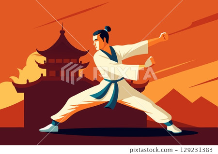 Eastern kung fu, karate fighter.Martial arts 129231383