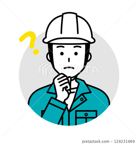 Male worker icon (thinking) Male worker icon (thinking) 129231869