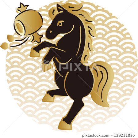 2026年新年 馬 馬年 手繪日本畫 浮世繪 新年 日式 現代 新年賀卡 插圖 2026年新年 馬 馬年 手繪日本畫 浮世繪 新年 日式 現代 新年賀卡 插圖 129231880