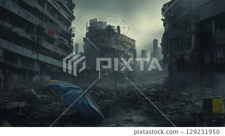 荒蕪、廢棄的城市，動漫風格 129231950