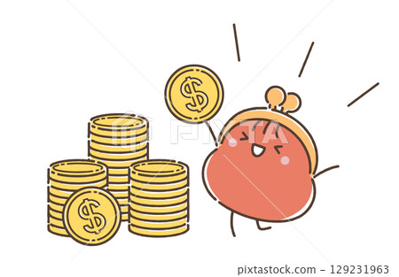 Osaifu-san 看到這一堆美元硬幣非常高興。 129231963