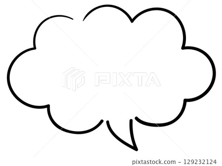 Simple speech bubble (cloud-shaped, felt-tip pen style) Text and dialogue frame material 129232124