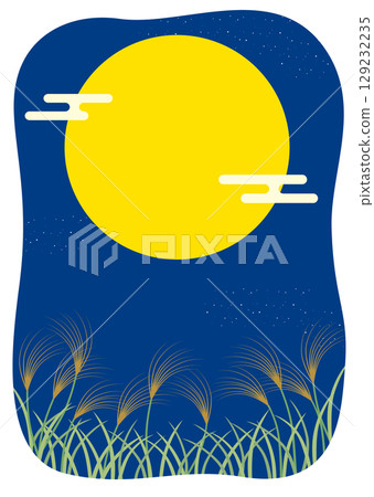 Moon Viewing, Full Moon, Autumn Flyer/Banner Background 01 129232235