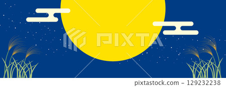 Moon Viewing, Full Moon, Autumn Flyer/Banner Background/Horizontal 02 129232238