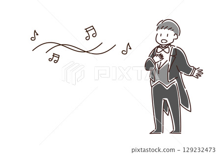 Vector illustration of a man singing 129232473