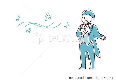 向量圖的一個人唱歌 向量圖的一個人唱歌 129232474