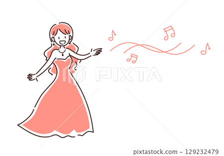 向量圖的一位婦女在唱歌 129232479