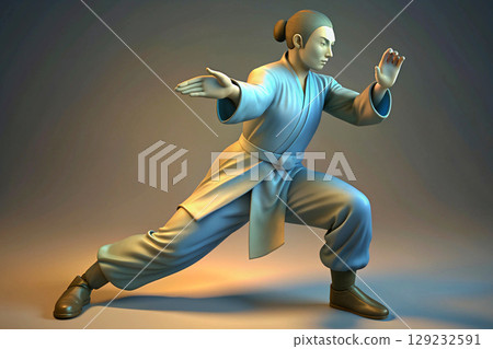 Eastern fighter,martial arts.Taoist taichi 129232591