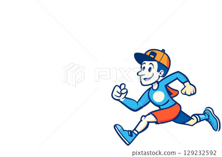 Morning jog.Young guy running a distance.Running for life 129232592