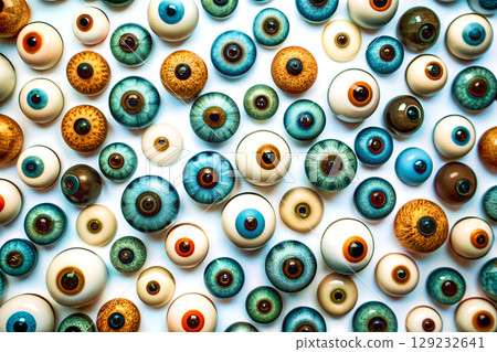 Poisonous Abstract various colored serious thinking observing human eyes 129232641