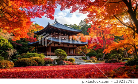 An old temple in Kyoto surrounded by autumn leaves An old temple in Kyoto surrounded by autumn leaves 129232795