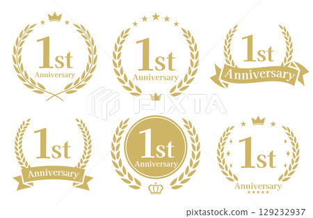 一周年紀念日，週年紀念日標誌向量插圖集 129232937