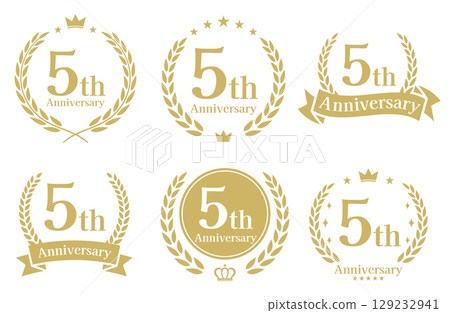 5th anniversary, anniversary logo vector illustration set 129232941