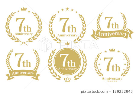 七週年紀念日，週年紀念日標誌向量插圖集 129232943