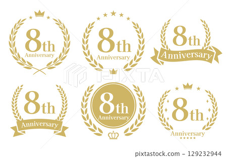 8th anniversary, anniversary logo vector illustration set 8th anniversary, anniversary logo vector illustration set 129232944